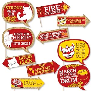 Funny Chinese New Year - 2021 Year of the Ox Photo Booth Props Kit