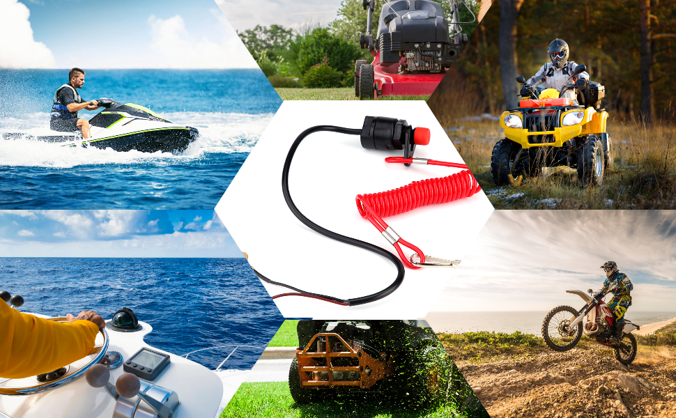 Acouto Kill Switch with Lanyard Outboard Motorcycle ATV Lawn Mowers
