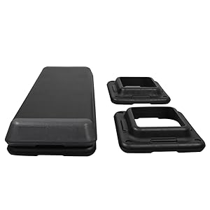 The stepper, shown with 1 set of risers on, and the other set by its side. White background