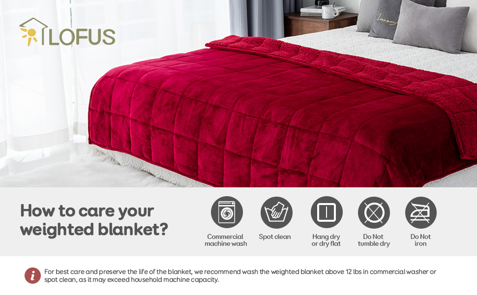 Lofus Sherpa Fleece Weighted Blanket Adults 15lbs for Queen Size Bed