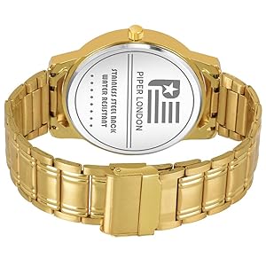 PIPER LONDON Gold Dial Chain Wrist Watch for Men Analog/Stainless Steel Watch