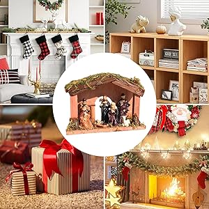 キリスト降誕 （馬小屋と11体セット）クリスマス レアインテリア Amazon.co.jp: 馬小屋付きキリスト降誕セット, キリスト降誕の