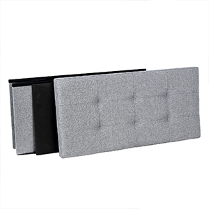 Puff, összecsukható tároló ottomán pad, lábtámasz, 80 L, 76x38x38 cm, világosszürke