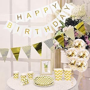 Amazon 9歳 誕生日 飾り付け 22点セット ゴールド きらきら風船飾り Happy Birthday 装飾 華やか おしゃれ バースデー デコレーション 男の子 女の子 1歳 9歳 風船 バルーン おもちゃ