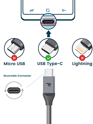 2-Pack 6.5ft Silver USB-C Cables