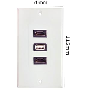 Amazon | 2 HDMI 1USB2.0ウォールプレート 壁コンセント サイズ