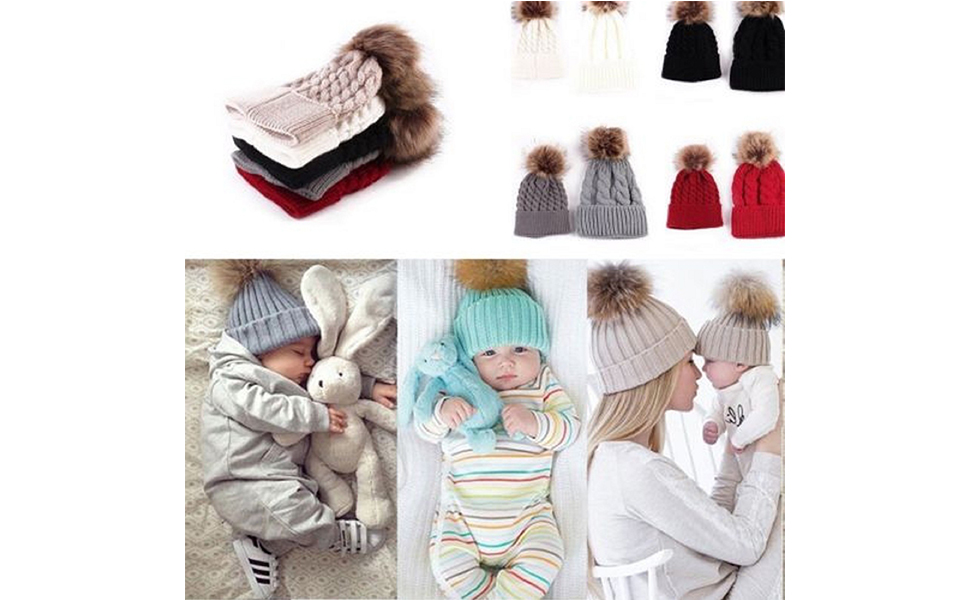 2PCS ParentChild Hat Warmer, Mother & Baby Daughter/Son Winter Warm