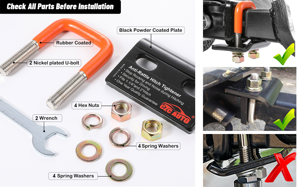 CZC AUTO Hitch Tightener Heavy Duty AntiRattle Stabilizer for1.25 2