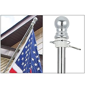 5 6 ft stainless steel flag pole kit with bracket for American flag outdoor house porch 3x5 flagpole
