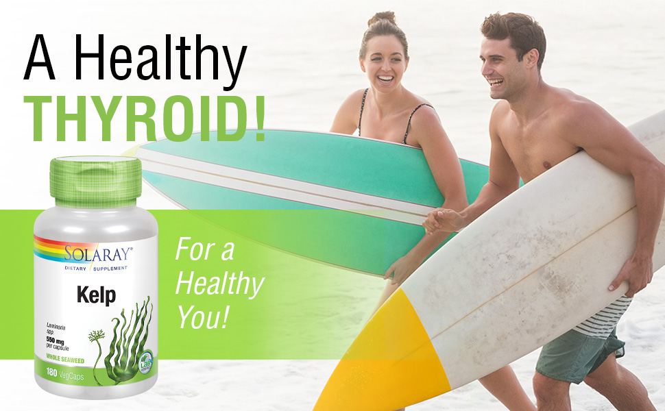 Solaray Kelp 550 mg with Folic Acid for Healthy Thyroid Function Energy Metabolism Support Non-GMO