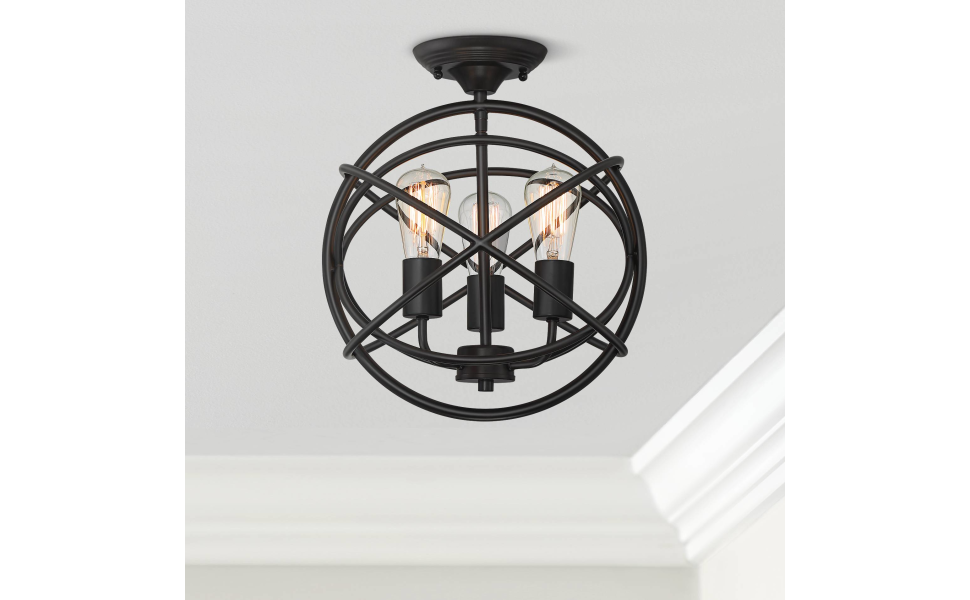 Franklin Iron Works Ellery Industrial Rustic Farmhouse Ceiling Light