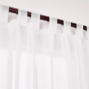 Deconovo Tende In Voile Con Passanti 2 Pannelli 140x245 Cm (LxA) - Bianco 12 A
