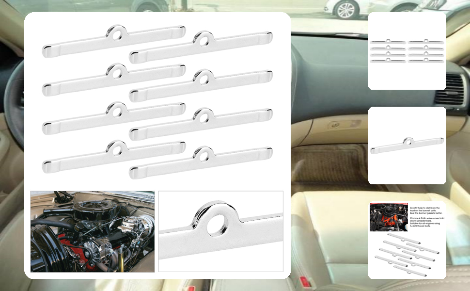 Valve Spreader Bars, 8pcs Chrome 4 3/4in Valve Cover