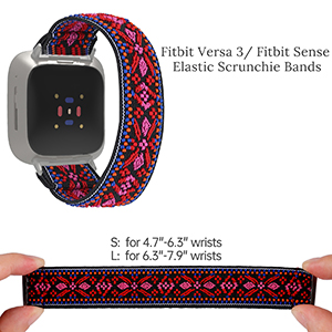 Elastic Band Fitbit Versa 3 Scrunchie Strap Replacement Sense Nylon Stretchy Wristband Women Men