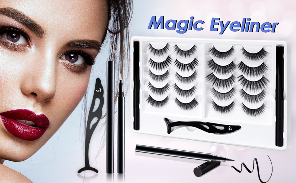 Eyeliner Glue Pen with False Eyelashes Kit/Natural False