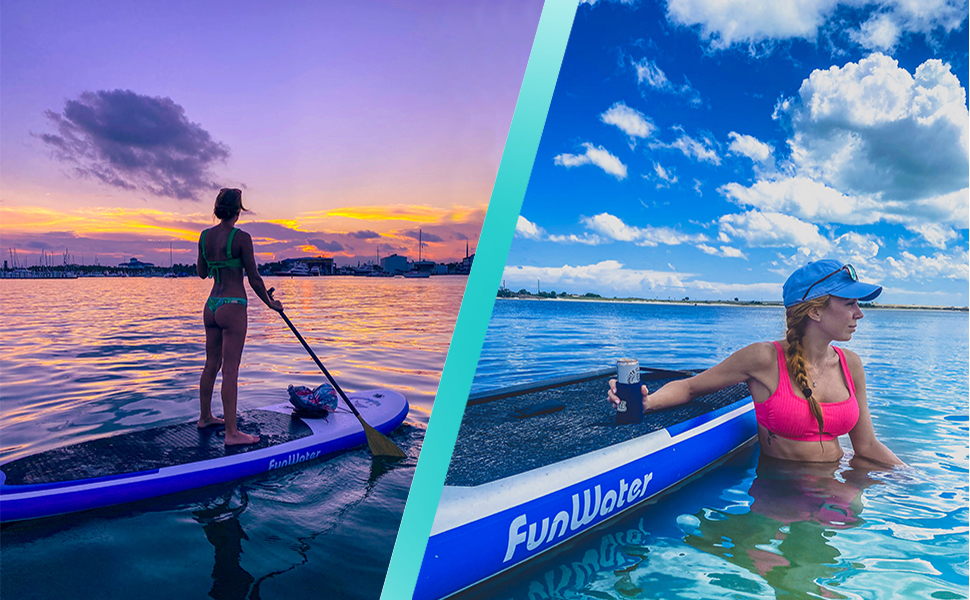 FunWater Stand Up Paddle Board 11'x33''x6'' UltraLight (20.4lbs