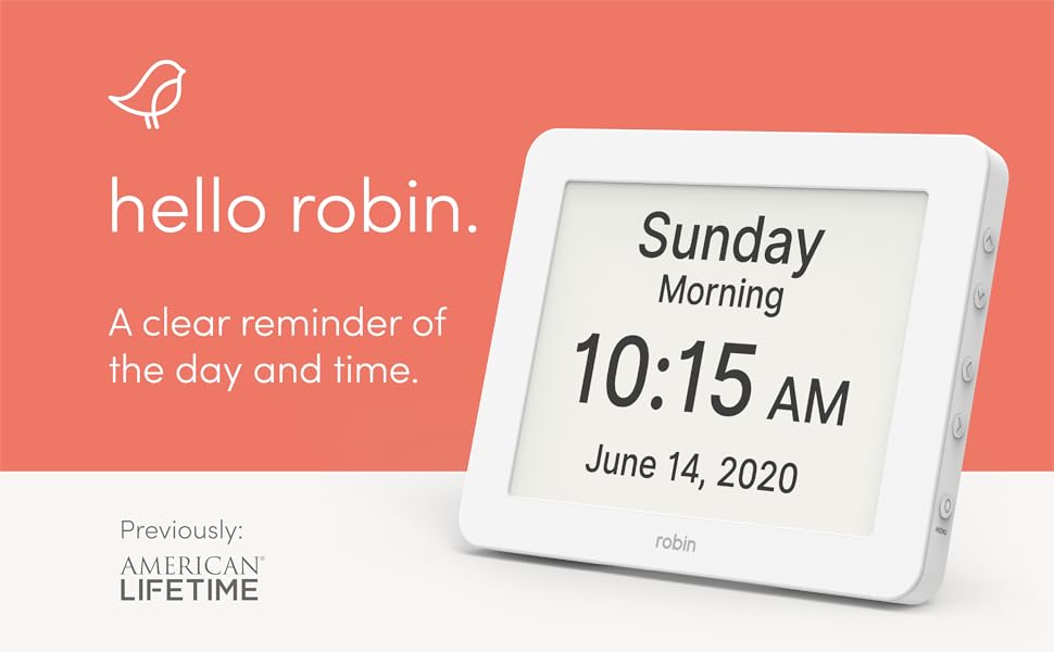 Robin Talking Clock with Day & Date for Elderly, Clocks for Seniors