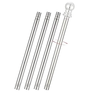5 6 ft stainless steel flag pole kit with bracket for American flag outdoor house porch 3x5 flagpole
