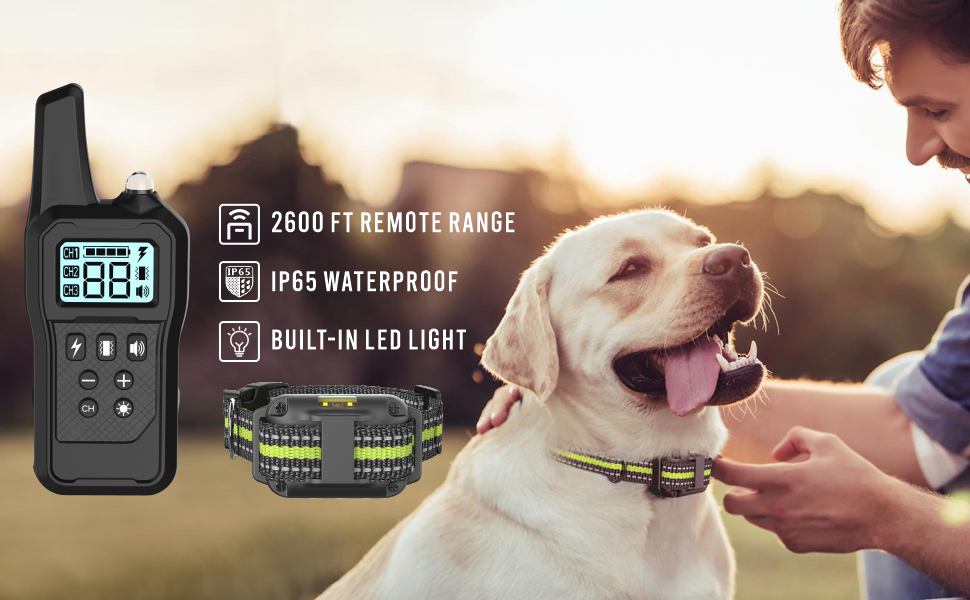 FunniPets Dog Training Collar, 2600ft Remote Range Dog Shock Collar