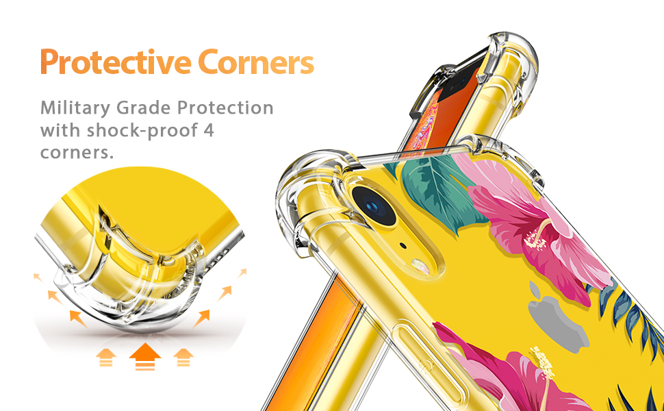 GVIEWIN iPhone XR Case, iPhone XR Cases, Clear Flower Pattern Soft