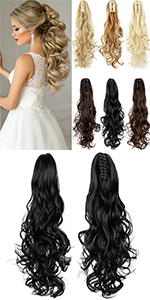 Kinky Curly Wrap Around Yaki Pferdeschwanz-Verlängerung, lang, gewellt, Kunsthaar, Clip in Pferdeschwanz