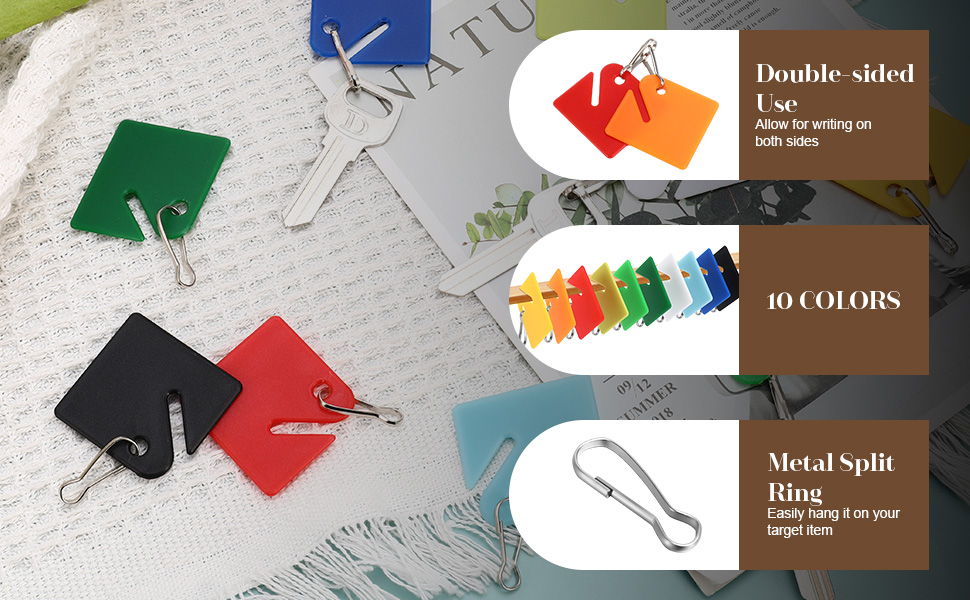 Guiqulai 100 Pcs Key Tags Colorful Plastic Hanging with