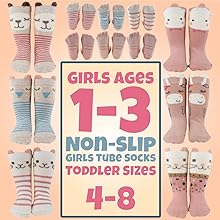 Print Girls Socks With Grips christmas gift winter tube socks pink blue stripes cartoon 