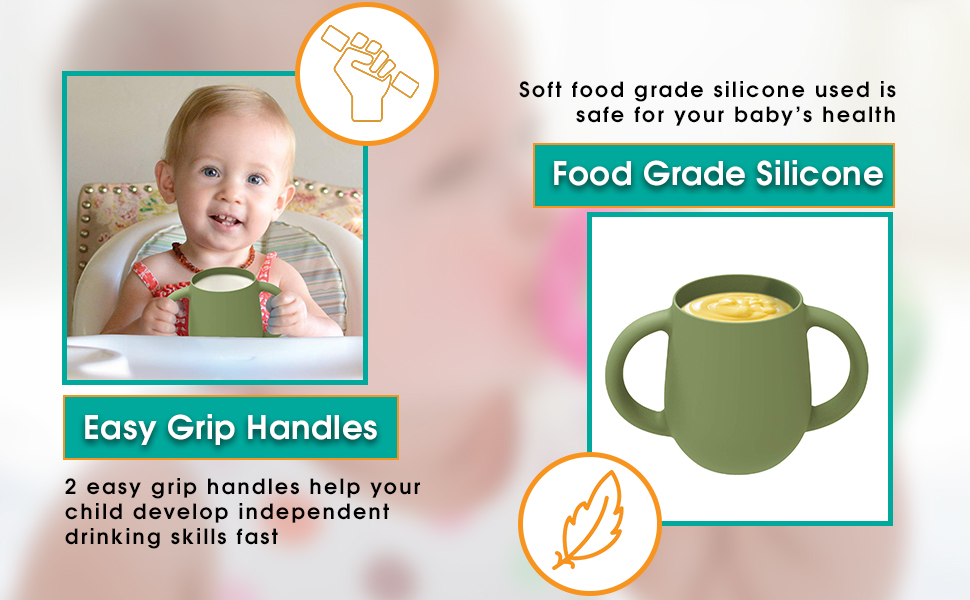Silicone Training Cup for Infants and Toddlers Heat Resistant, Two