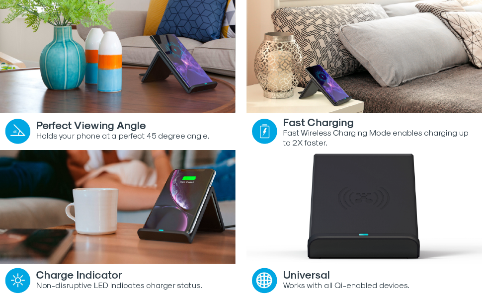 Atomi Qi Wireless Charge Stand 10W Qi Fast Charge Stand