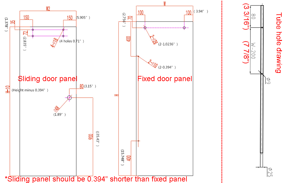 Description Picture 6 of itemDIYHD NBSHOWERS 5FT(152cm) Frameless Sliding Glass Track Barn Shower Door Hardware Kit,Stainless Steel Brushed Satin,No Glass