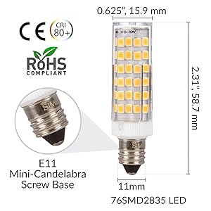 simba lighting t4 e11 mini candelabra mini-candelabra screw base light bulb dimensions ce rohs