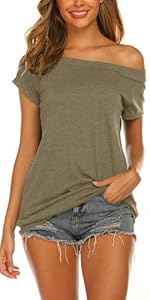 off the shoulder tops for women short sleeve