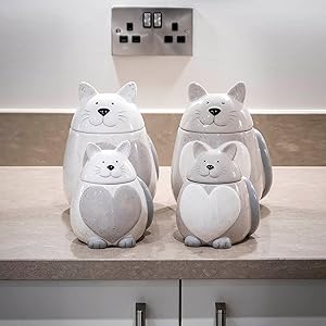 Keksdose aus Porzellan, groß Vorratsdose mit Deckel, Cookie Jar Katze