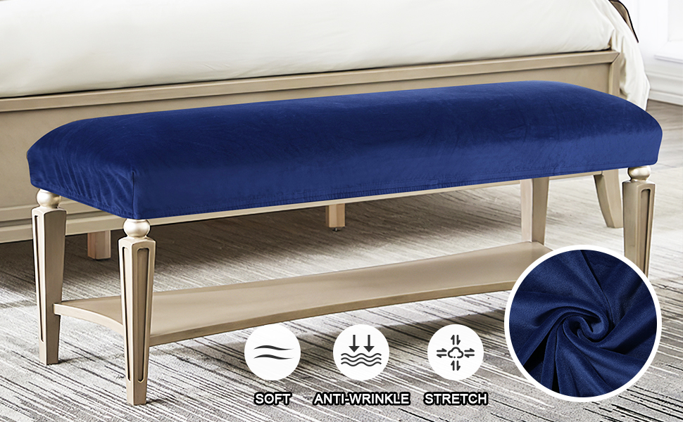 Colorxy Velvet Spandex Bench Covers for Dining Room