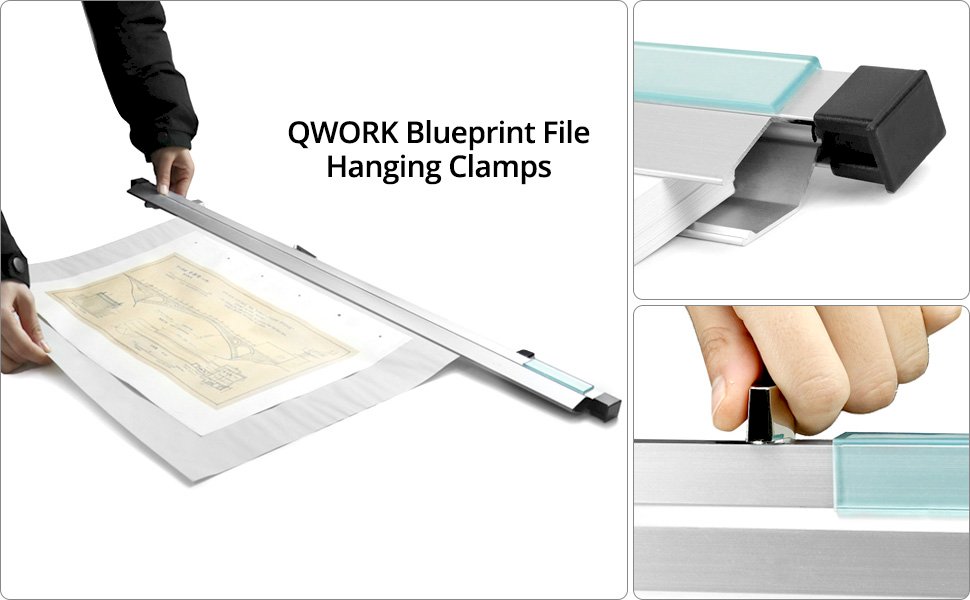 QWORK Blueprint File Hanging Clamps, 6 Pack 30" Blueprint