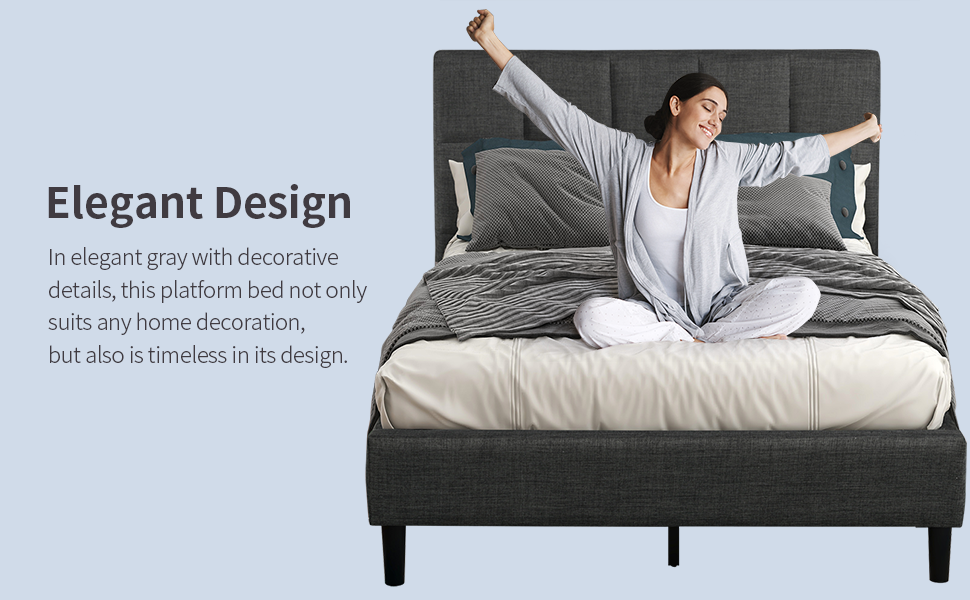 Daverose Twin Size Platform Bed, Upholstered Diamond