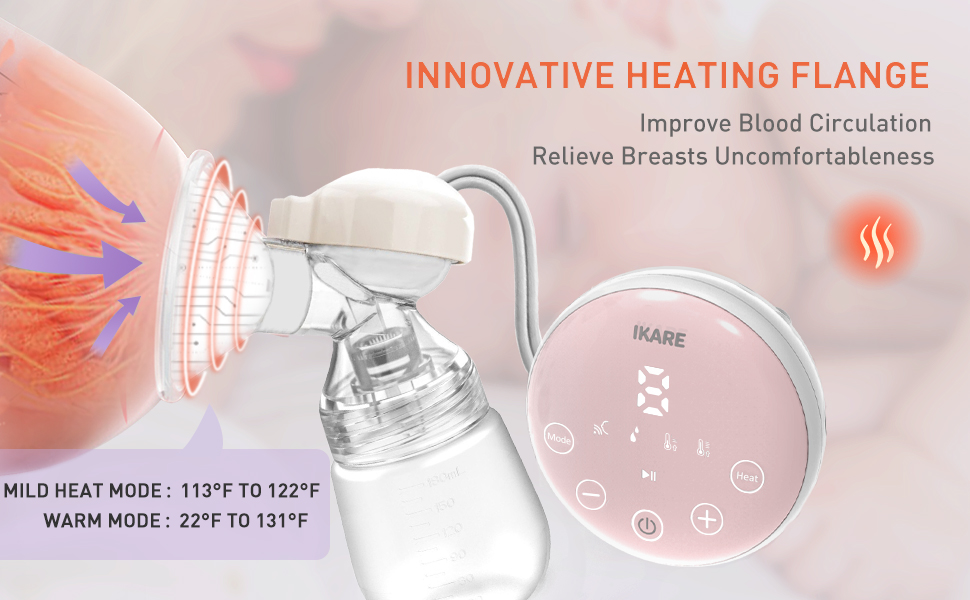 IKARE Heated Electric Breast Pumps Hot Compress Milk Pump