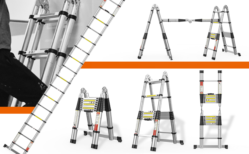 BOWEITI 12.5FT Telescoping Ladder,Telescoping A Frame Ladder with