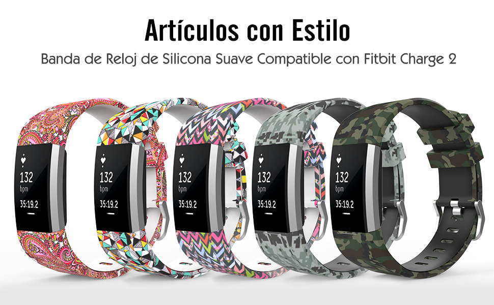 MoKo Fitbit Charge 2 Accesorios - [Rombo Serie] Correa Reemplazo de Silicona Suave Deportiva para Fitbit Charge 2 Pulsera de Actividad física y Ritmo ...