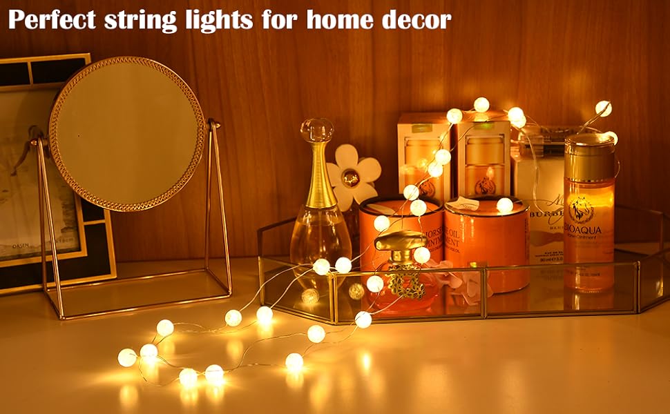 Globe String Lights, Crystal Ball Led String Lights Warm