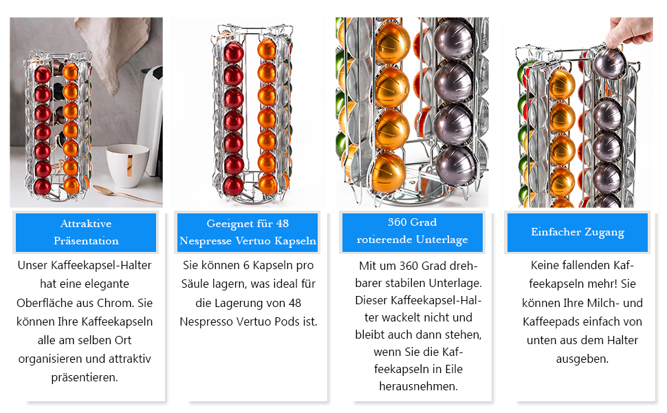 Nespresso Vertuo Pod Holder For 48 Coffee Pods On Rotating Base Babvoom V48 Amazon De Home Kitchen