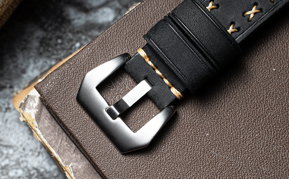 thick oil wax leather with x type thick line watch strap for men ladies