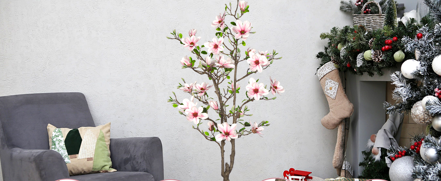 Ttranewsoo Artificial Magnolia Tree,Realistic Hand Feeling