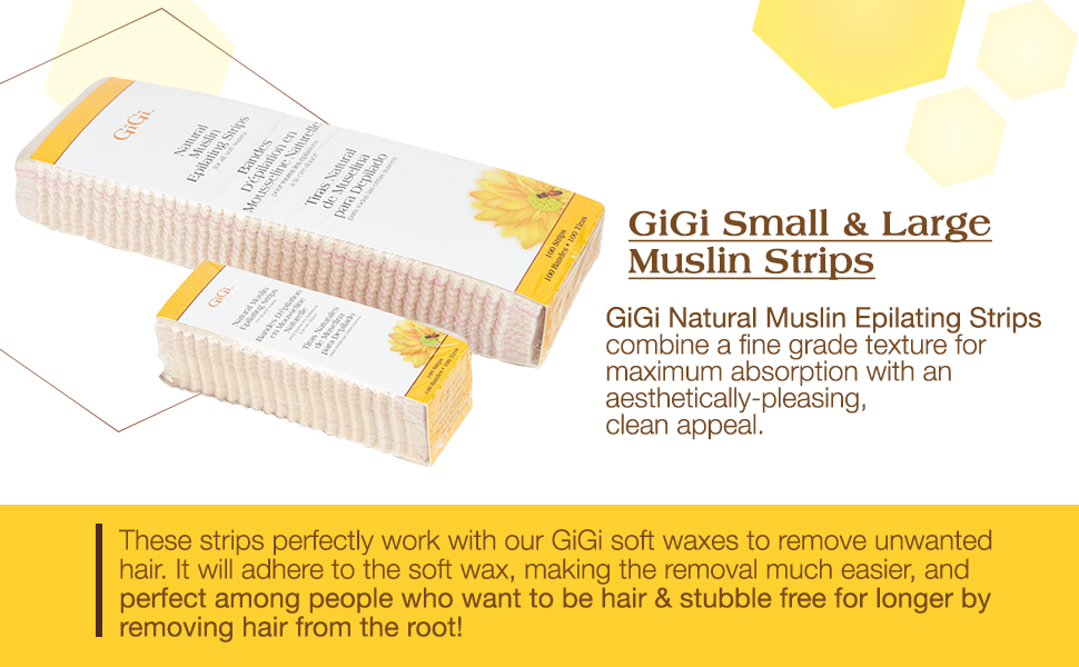 GiGi Small & Large Muslin Strips100 Ct Each,200 Pack