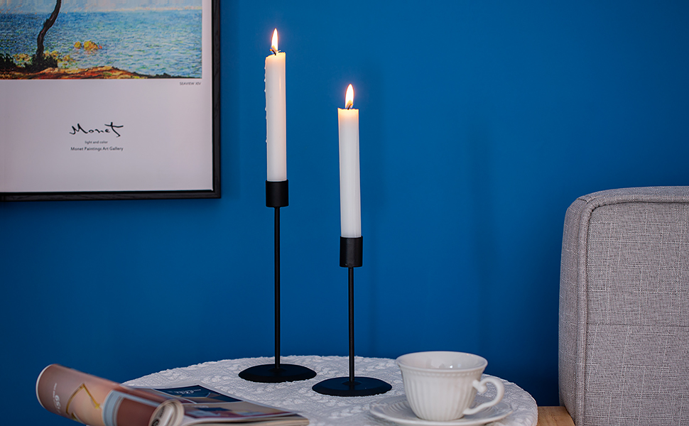 Nuptio Black Candlestick Holder Taper Candle Holder Set of