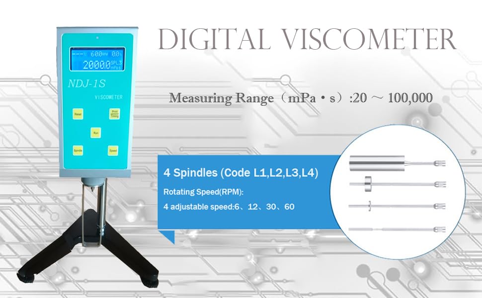 Viscosity Meter Rotational LCD Screen Display Range 20 to