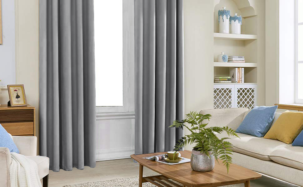 Amazon Com Yakamok Room Darkening Gray Blackout Curtains Thermal