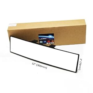 iJDMTOY Universal Fit JDM 300mm 12-Inch Wide Flat Clip On Rear View Mirror