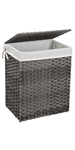 SONGMICS Wäschekorb handgeflochten, 110L Wäschesammler aus