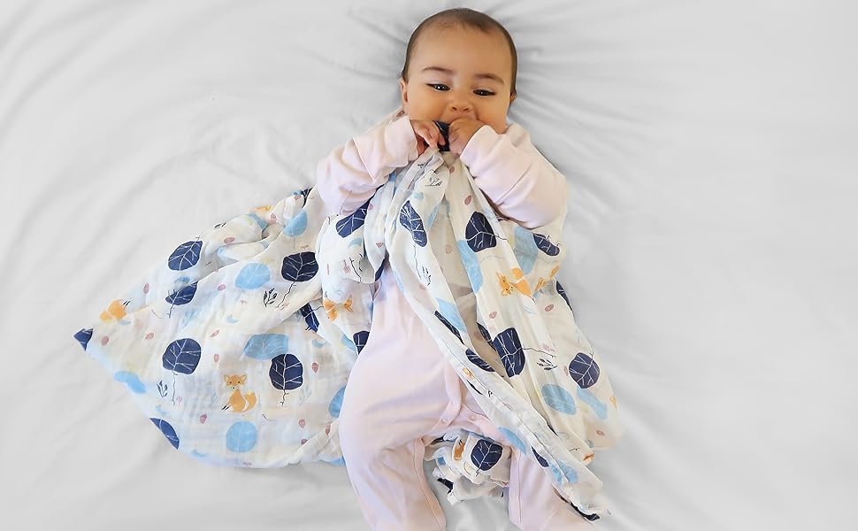 ARUGUMBABY Organic Muslin Swaddle Blankets Neutral